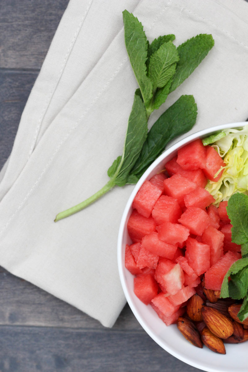 Homespa - Vegan - Wassermelonen - Bowl - Balsamico Dressing - Minze - Rauchmandeln-Clean Eating, Powerfood,