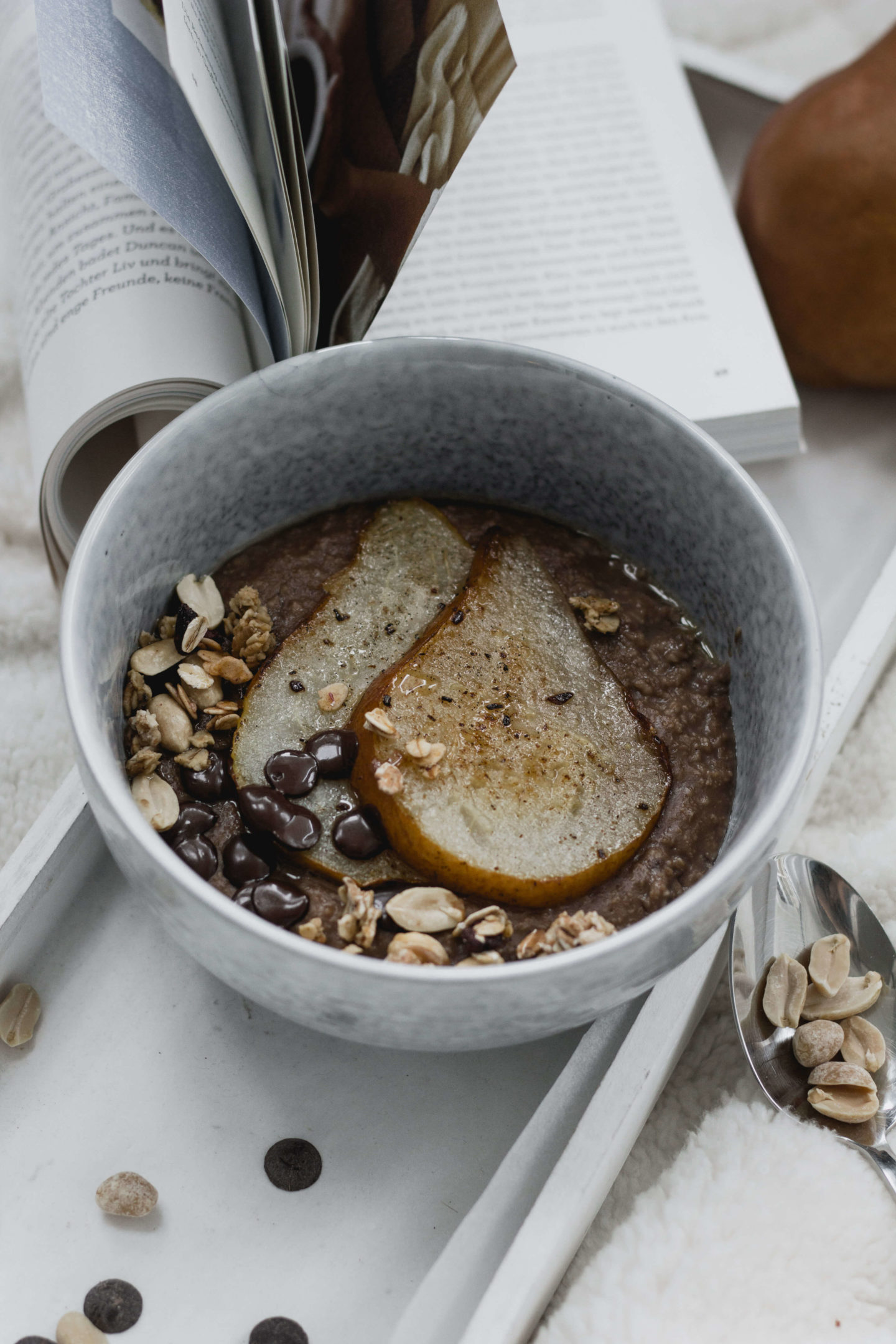Schokoladen Hirsebrei mit Birne-Soulfood- Vegan Kochen- Veganes Frühstück-Dein HomeSpa – Food & Lifestyleblog aus dem Mostviertel